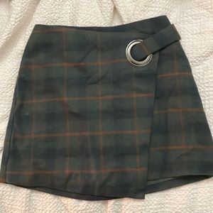 Free People Plaid Wrap Front Mini Skirt